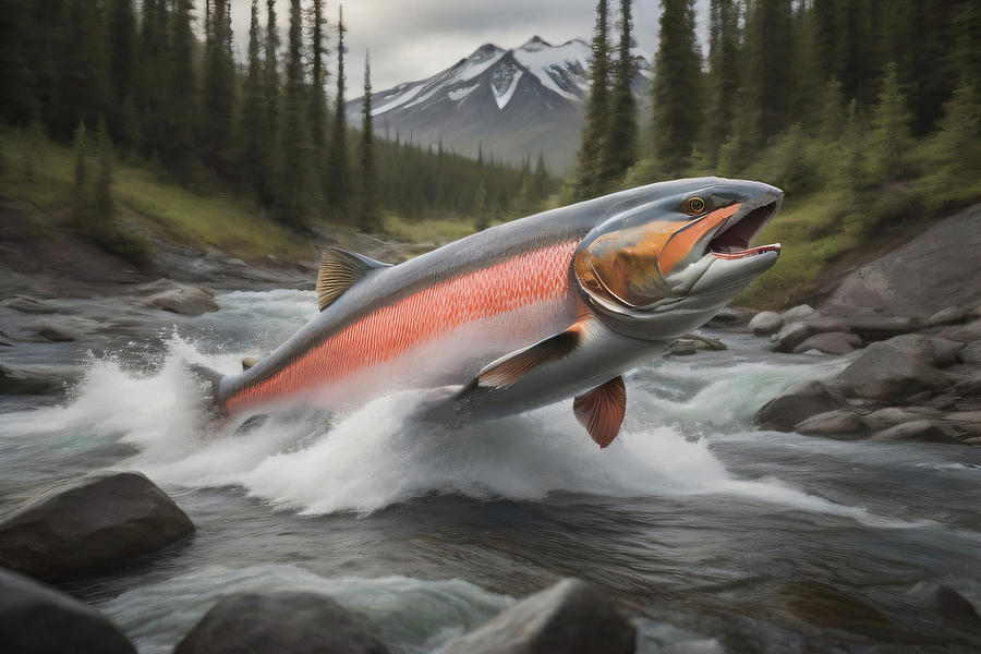 Alaska Salmon Run 001 Digital Art by Flees Photos