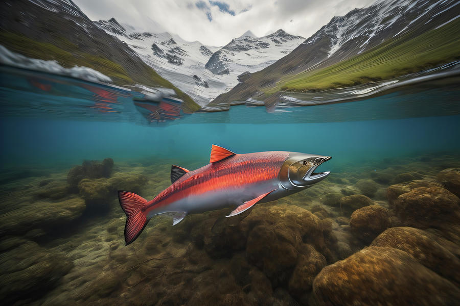Alaska Salmon Run 003 Digital Art by Flees Photos