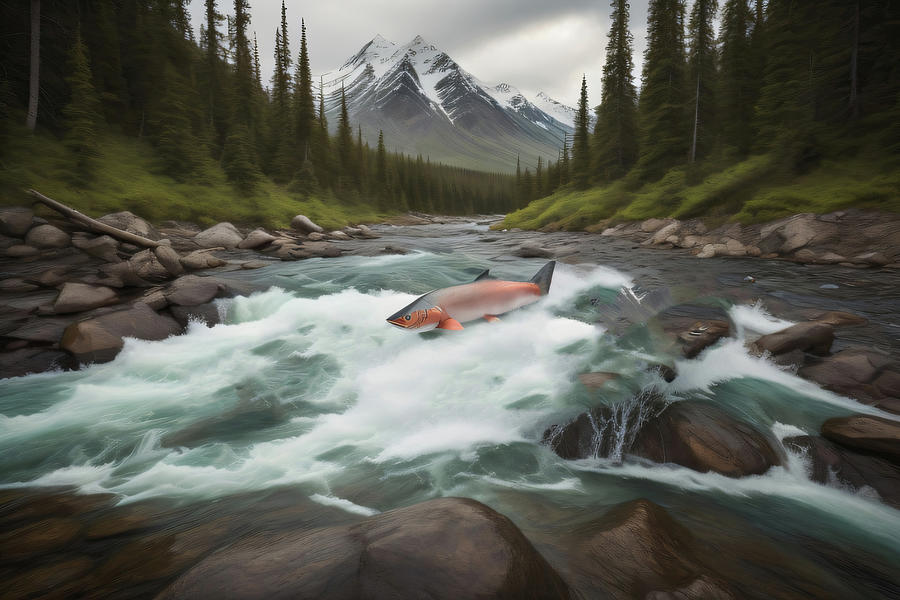 Alaska Salmon Run 004 Digital Art by Flees Photos