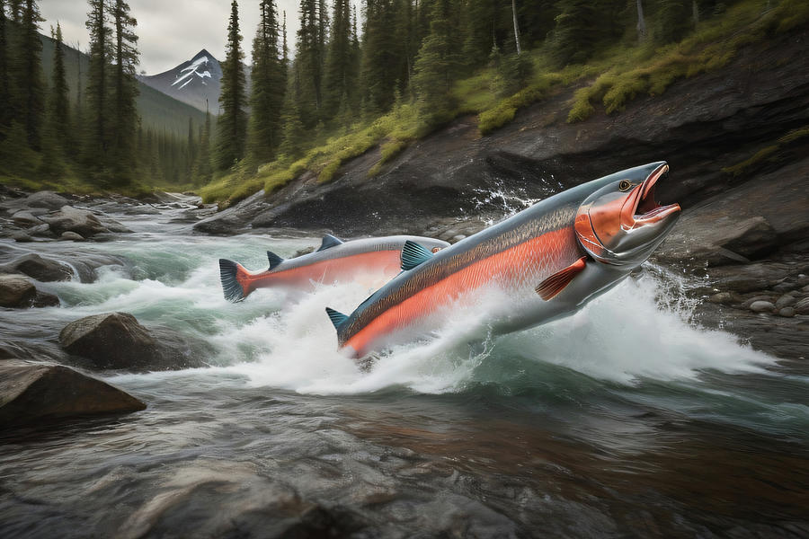 Alaska Salmon Run 007 Digital Art by Flees Photos