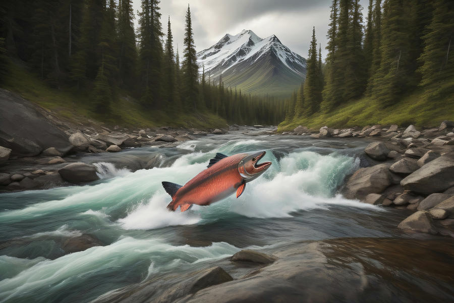 Alaska Salmon Run 009 Digital Art by Flees Photos