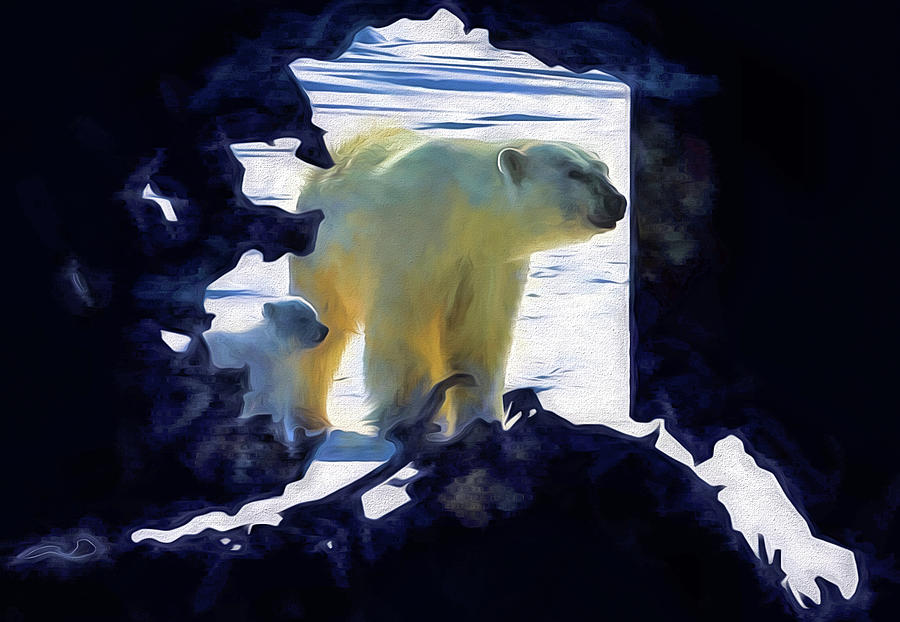 Alaska Shaped Polar Bear Digital Art by JC Findley