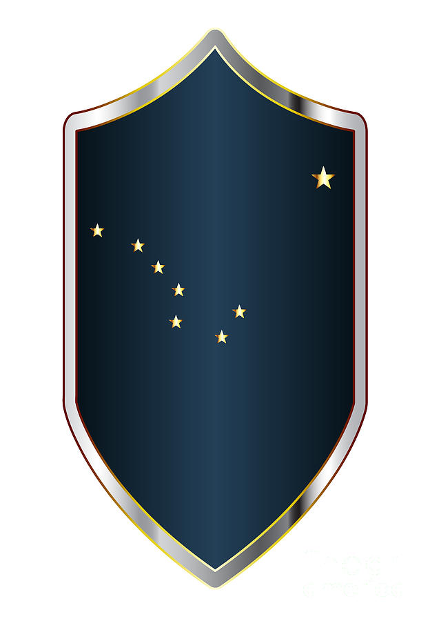 Alaska State Flag On A Crusader Style Shield Digital Art