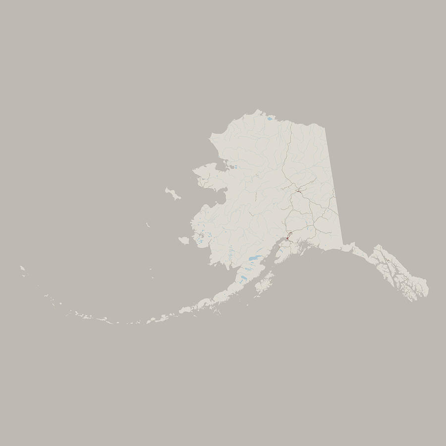 Alaska US State Road Map Drawing by FrankRamspott