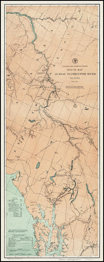 Alaska Map Photograph - Alaska Vintage Route Map 1897 by Carol Japp