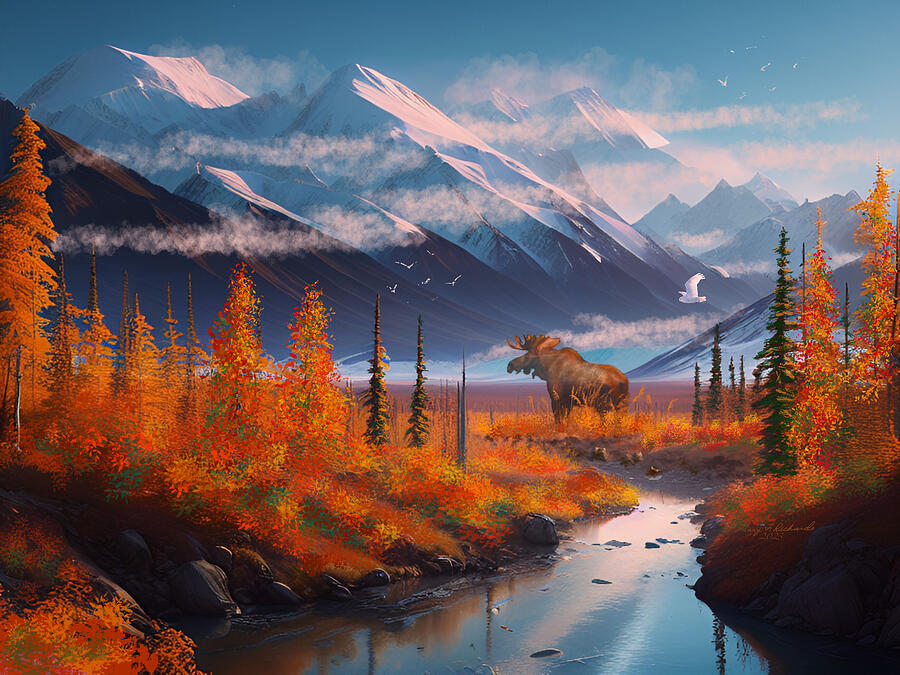 Wildlife Painting - Alaska Wild in Autumn by Gary F Richards