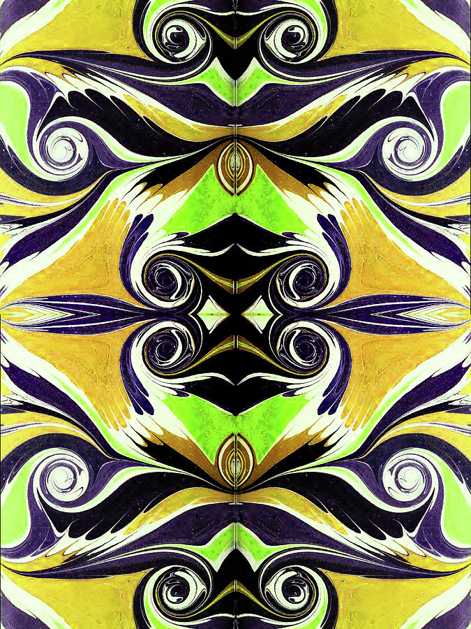 Alaskan Abstract in Gold and Green Digital Art by Lorena Cassady