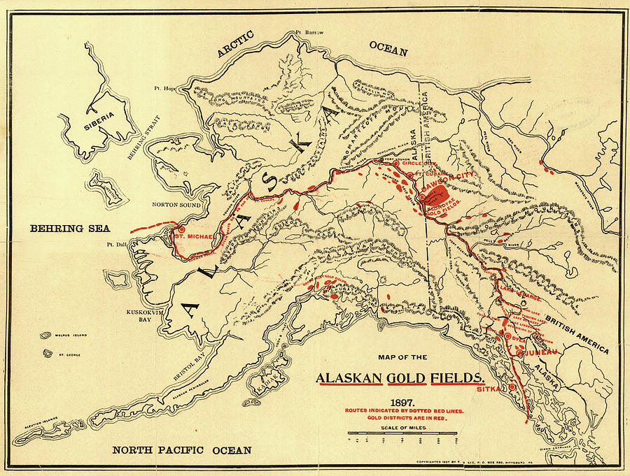 Transportation Drawing - Alaskan Gold Fields 1897 by Vintage Maps