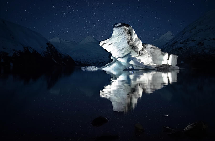 Alaskan Iceberg at Night Photograph by Dan Redfield