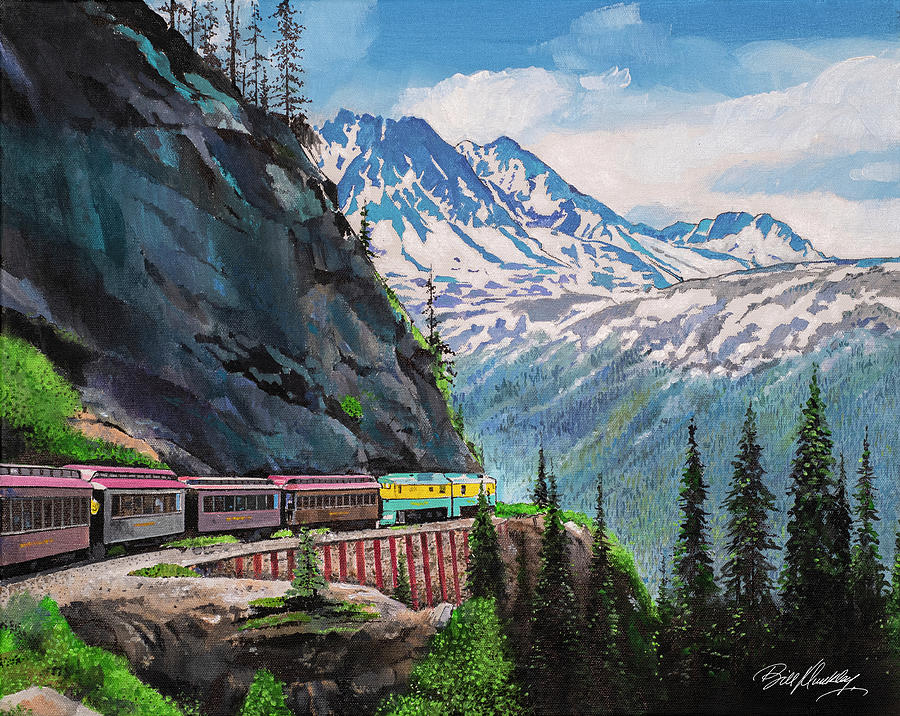 Alaskas Railway Scenery Painting by Bill Dunkley