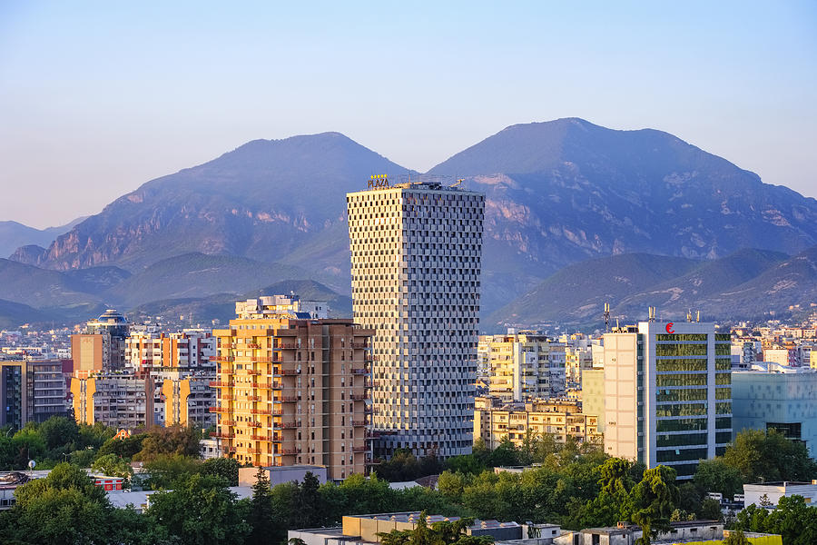 Albania, Tirana, City center with TID Tower Photograph by Westend61