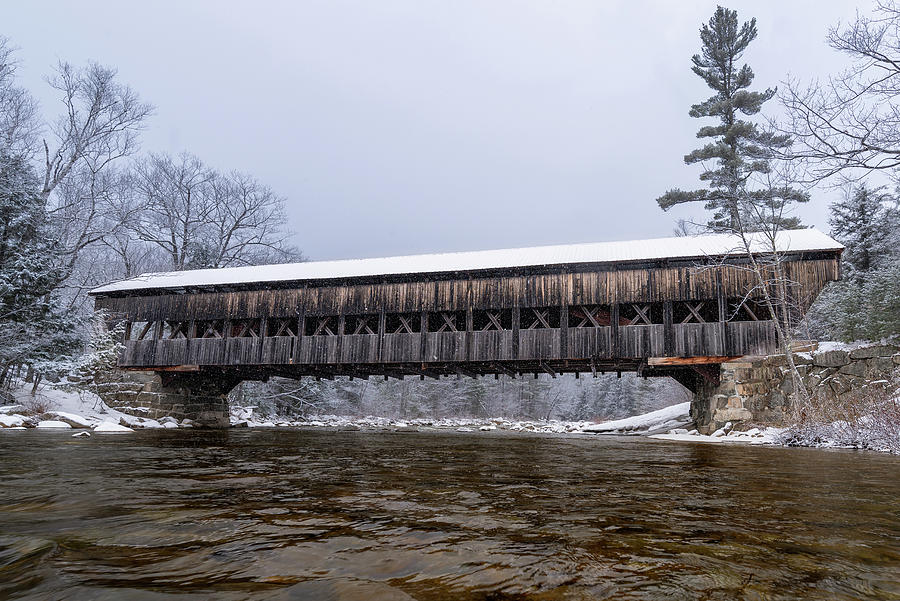 Albany Covered Bridge in Albany, New Hampshire during a Snow Shower Photograph by William Dickman