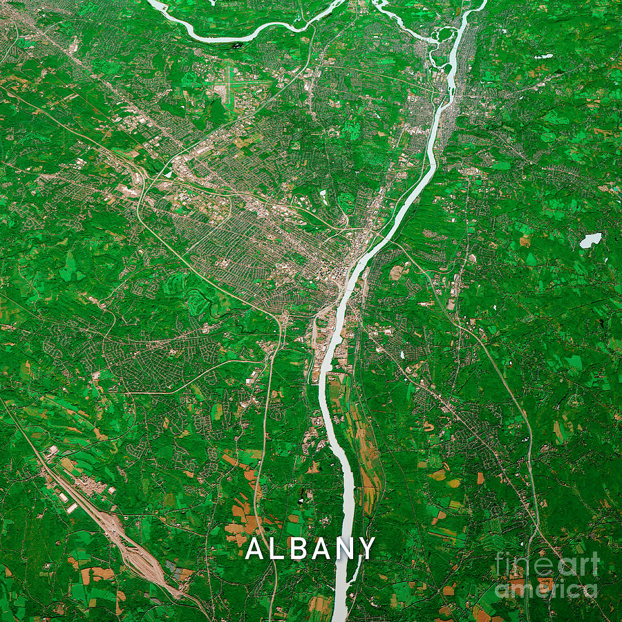 Albany New York 3D Render Map Color Top View Oct 2018 Digital Art by