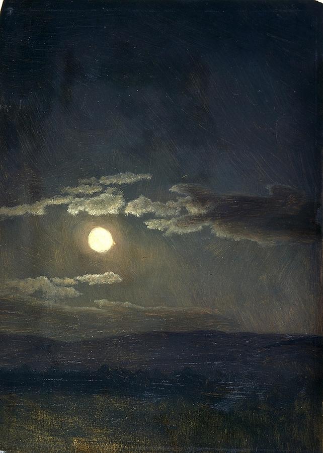 Vintage Painting - Albert Bierstadt - Cloud Study, Moonlight by Les Classics
