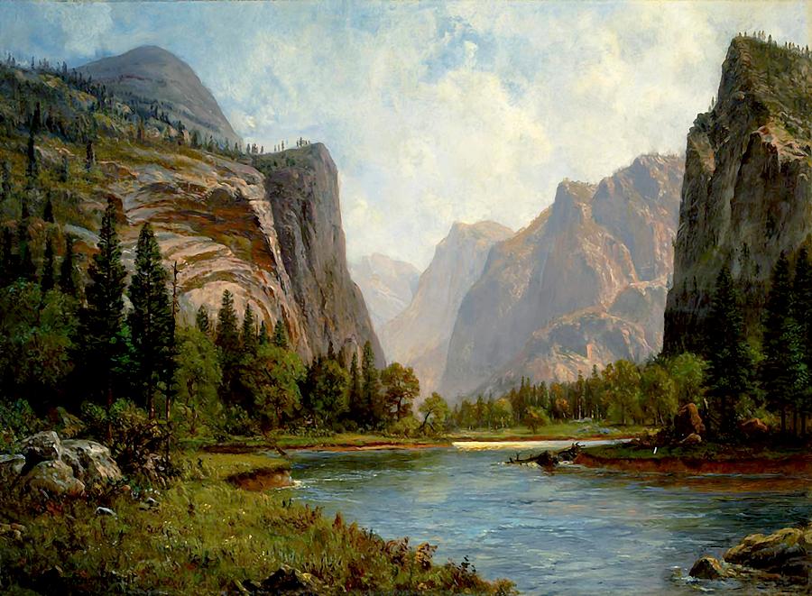 Albert Bierstadt Gates Of Yosemite Painting By Vladimir Lomaev Fine   Albert Bierstadt Gates Of Yosemite Vladimir Lomaev 