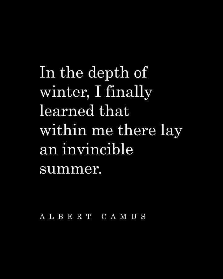 Albert Camus Quote - Invincible Summer 2 - Typography - Minimalist, Inspiring Literary Quote Digital Art by Studio Grafiikka