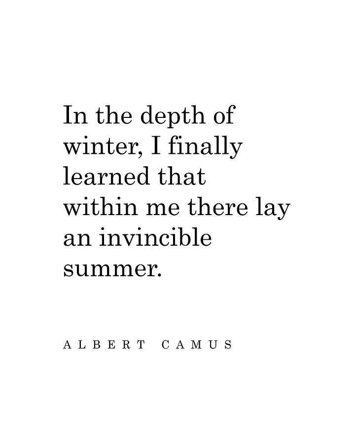 Albert Camus Quote - Invincible Summer - Typography - Minimalist, Inspiring Literary Quote Digital Art by Studio Grafiikka