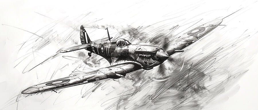 Spitfire Mixed Media - Albert Capstaff Pencil Sketch 10 by Stephen Smith Galleries