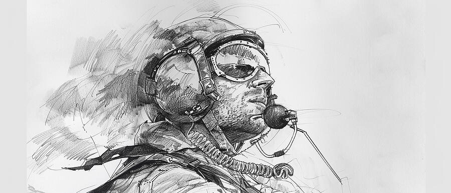 Spitfire Mixed Media - Albert Capstaff Pencil Sketch by Stephen Smith Galleries