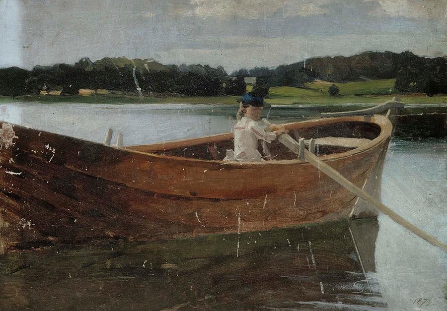 Albert Edelfelt - The Artist's Sister Berta in a Rowing Boat, study ...