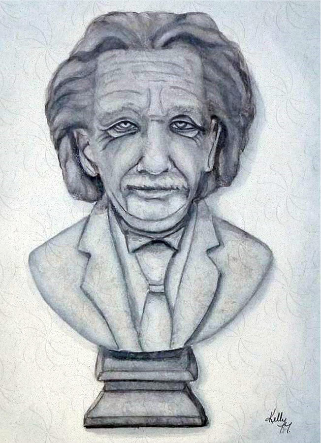 Albert Einstein Bust  Painting by Kelly Mills