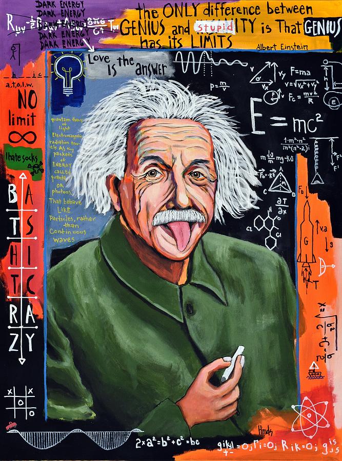 Typography Painting - Albert Einstein by David Hinds