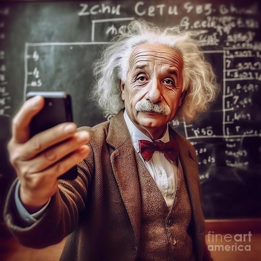 Albert Einstein Funny 2 Digital Art by Mark Ashkenazi - Pixels