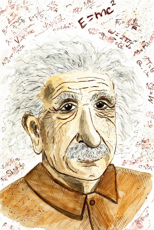 Albert Einstein Illustration Painting by Nataliya Vetter