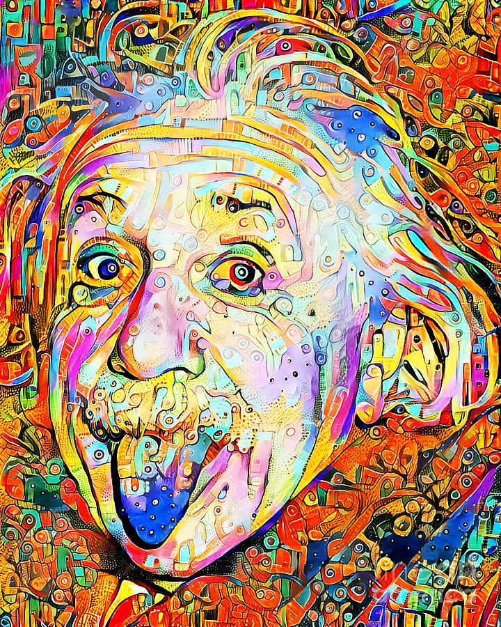 Albert Einstein in Vibrant Whimsical Colors 20200720 Photograph by Wingsdomain Art and Photography