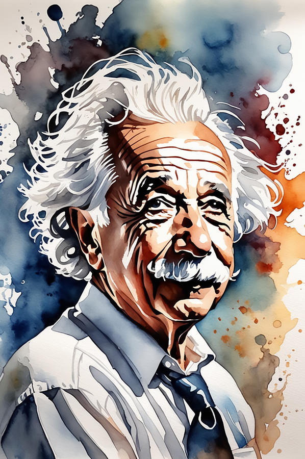 Albert Einstein Digital Art - Albert Einstein by Manjik Pictures