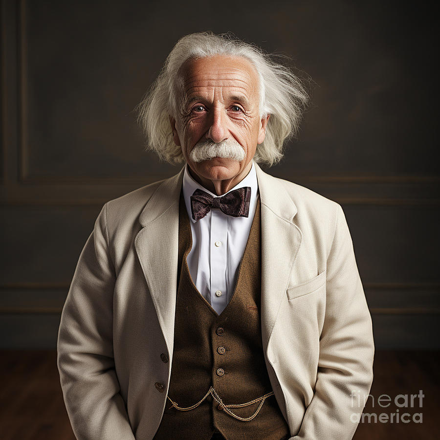 Albert Einstein Natural candid shot with sensit by Asar Studios Painting by Celestial Images