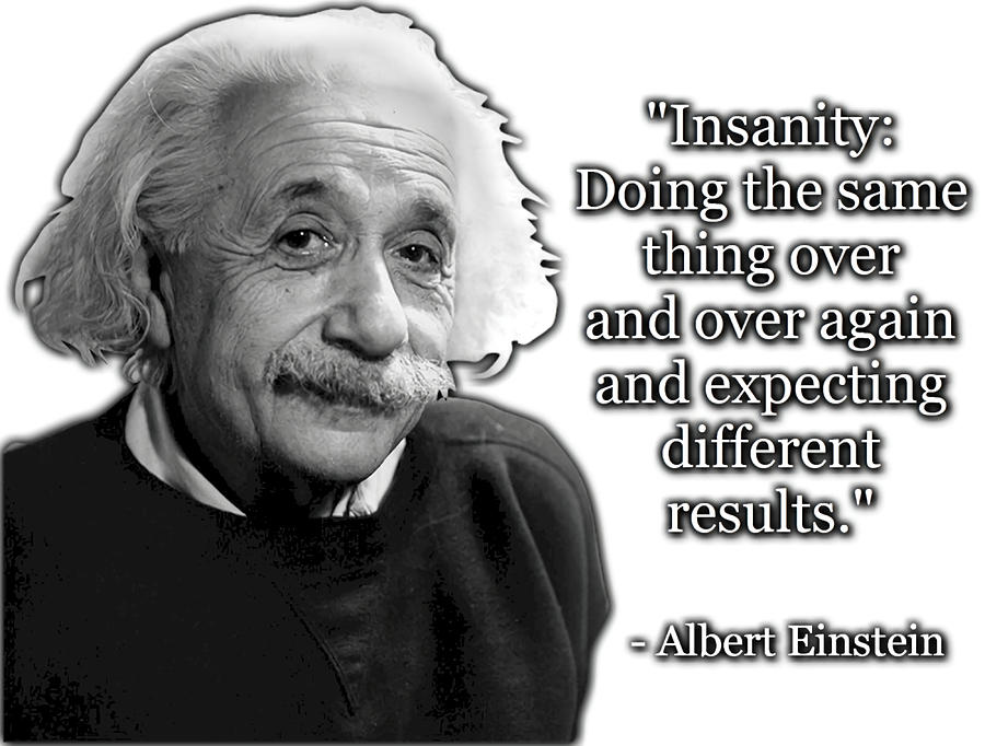 Albert Einstein on Insanity Poster 80s Painting by Stewart Joanne ...