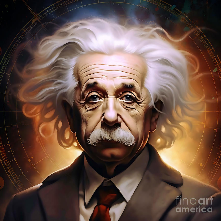 Albert Einstein Digital Art - Albert Einstein Portrait 2 by Mark Ashkenazi