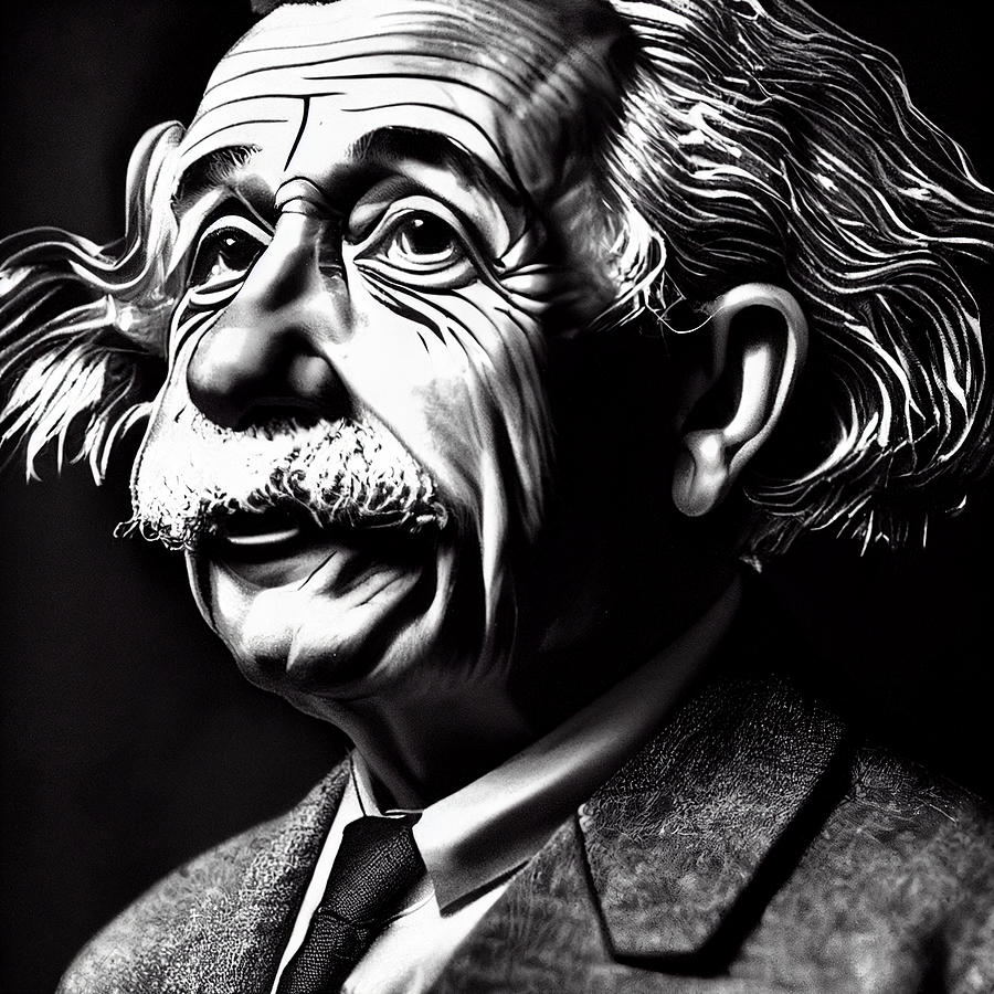 Albert  Einstein  portrait  proportionate  symmetrical  bo  6178fbb8  1616  416d  a61d  687fa15ef816 Painting by Celestial Images
