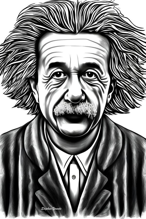 Albert Einstein Digital Art by Stephen Younts