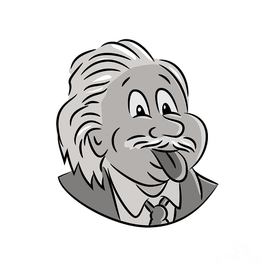 Albert Einstein Sticking Tongue Out Cartoon Digital Art by Aloysius  Patrimonio - Fine Art America