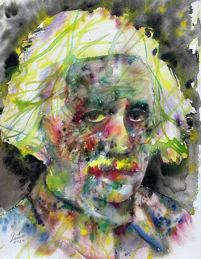 ALBERT EINSTEIN watercolor portrait .20 Painting by Fabrizio Cassetta