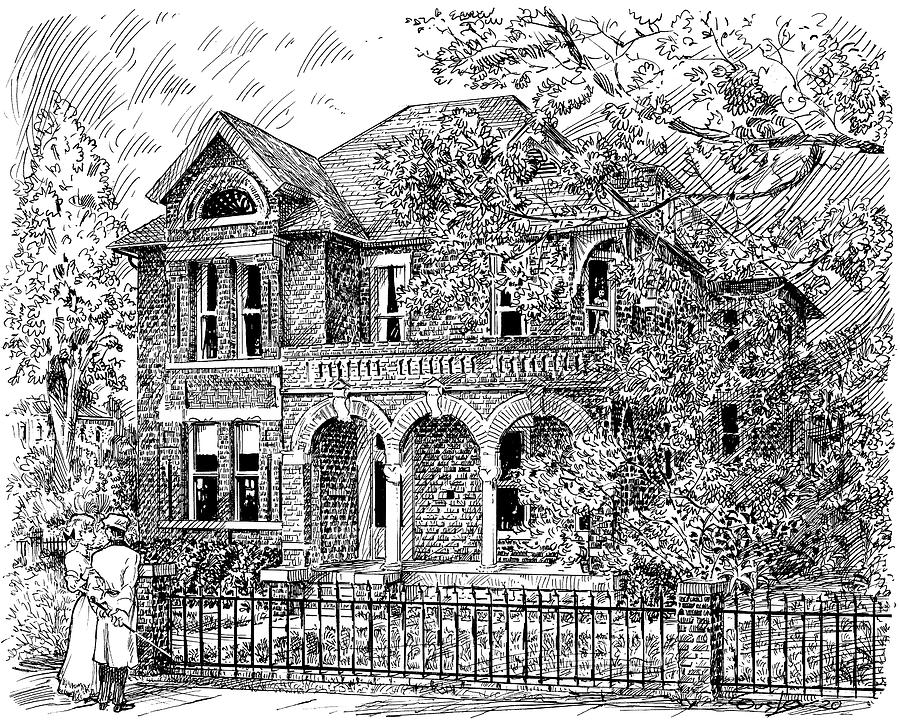 Pen And Ink Drawing - Albert Samuel Warren House by Chris Ousley