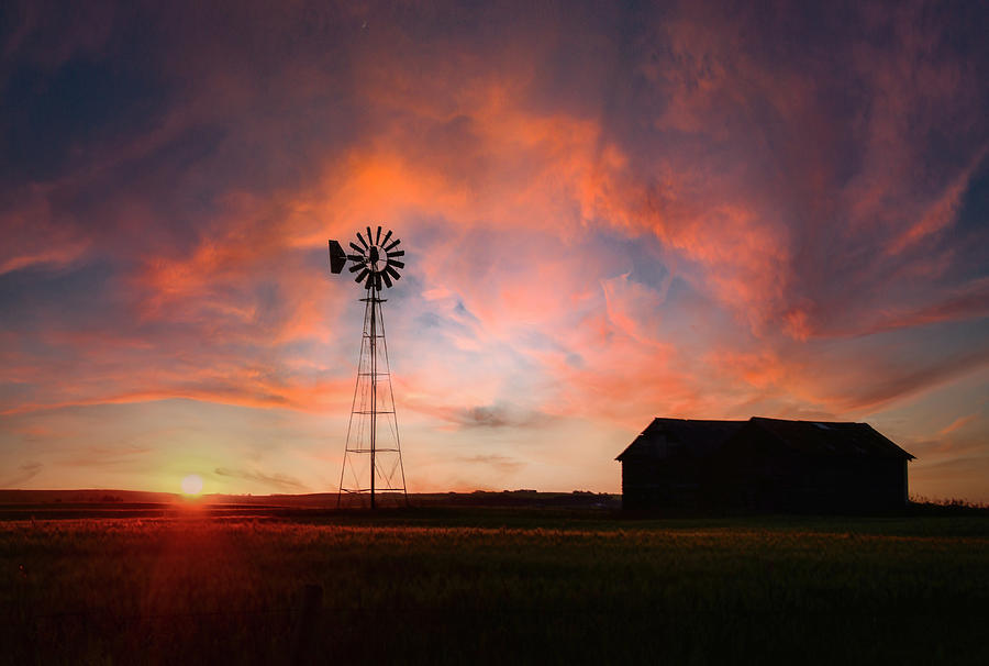 Sunset Photograph - Alberta Prairie Sunset by Phil And Karen Rispin