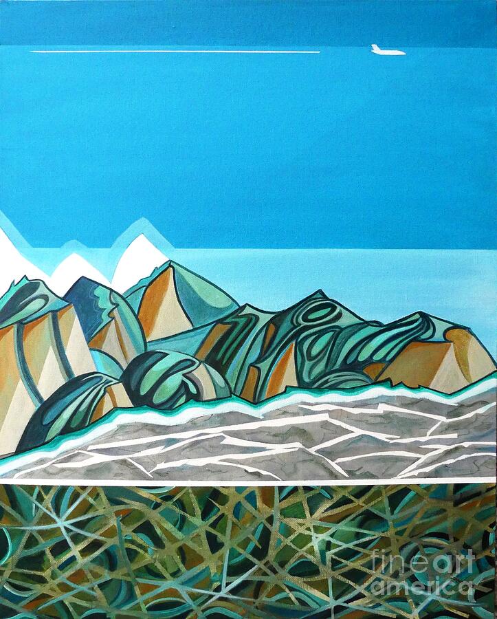 Alberta Rockies Abstract Painting by John Lyes