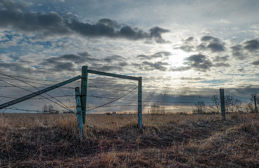  Alberta sky and fence line Photograph by Karen Rispin