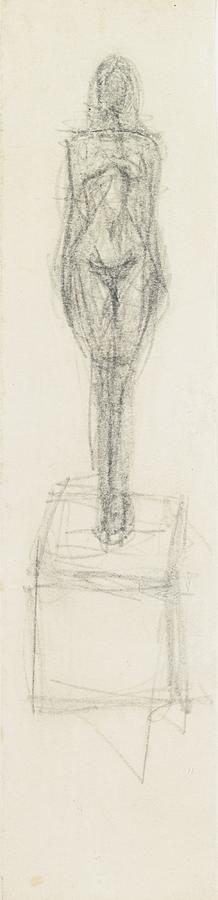 Alberto Giacometti Nu Debout Sur Socle Pencil On Paper Painting