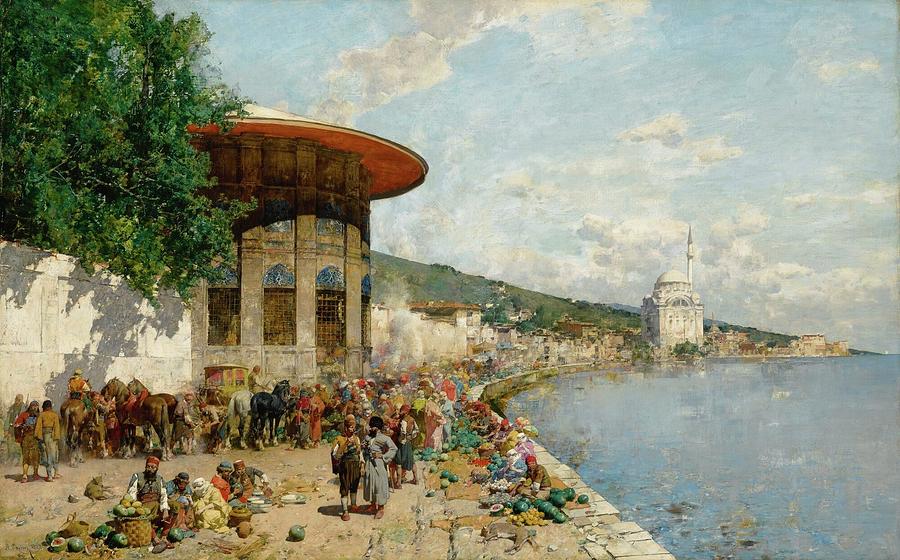 Alberto Pasini 1826 - 1899   FAUBOURG DE CONSTANTINOPLE Painting by Artistic Rifki