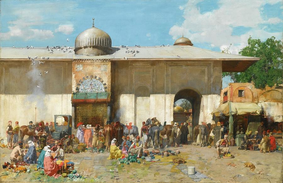 Alberto Pasini 1826 - 1899   MARKET DAY Painting by Artistic Rifki
