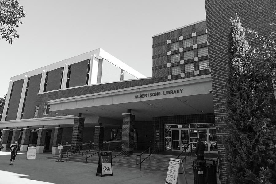 Albertsons Library at Boise State University in black and white Photograph by Eldon McGraw