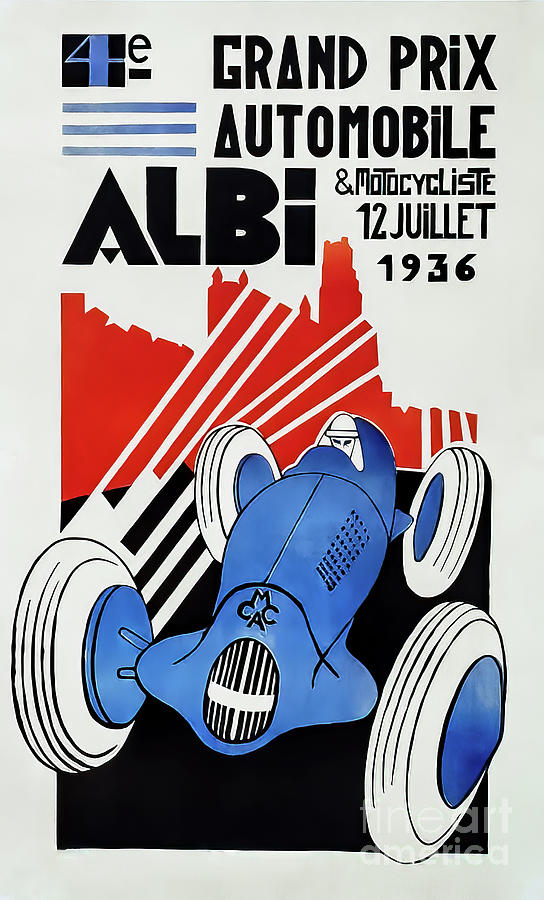 Albi 1936 Grand Prix Drawing by M G Whittingham