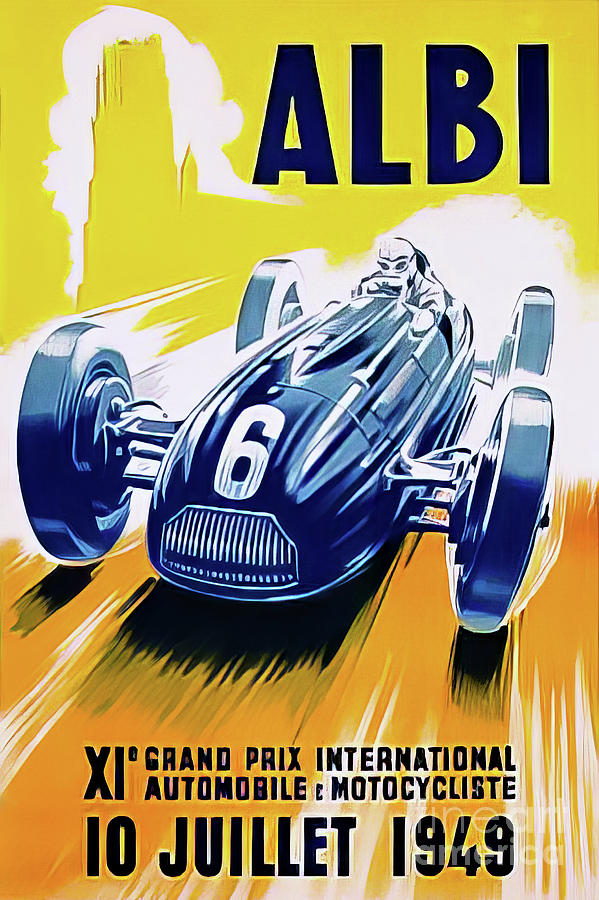 Albi 1949 Grand Prix Drawing by M G Whittingham