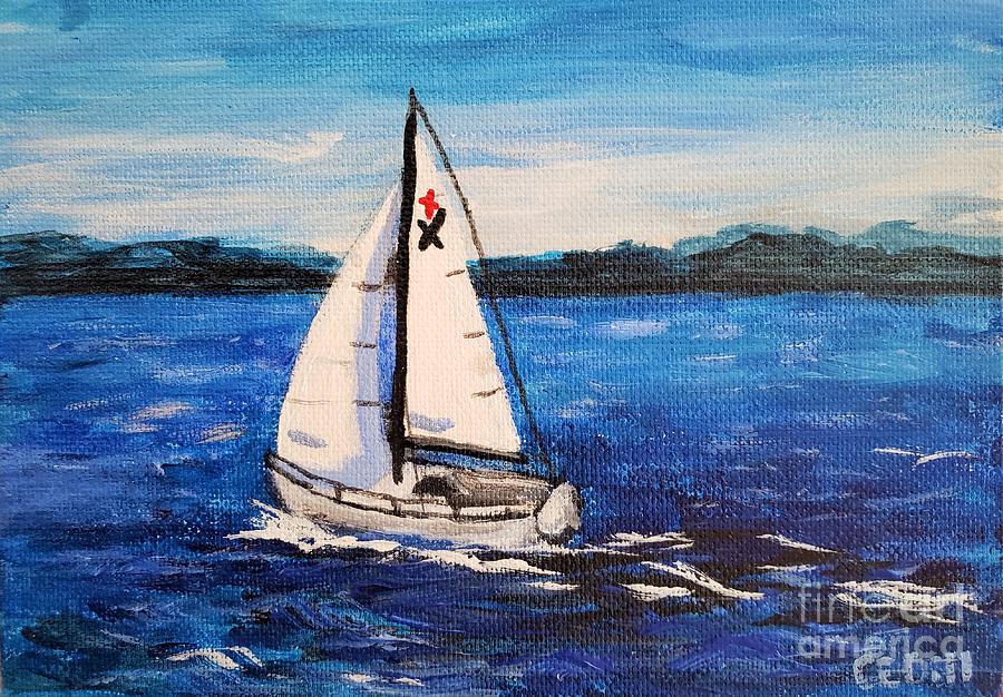 Albin Express sailboat Painting by C E Dill
