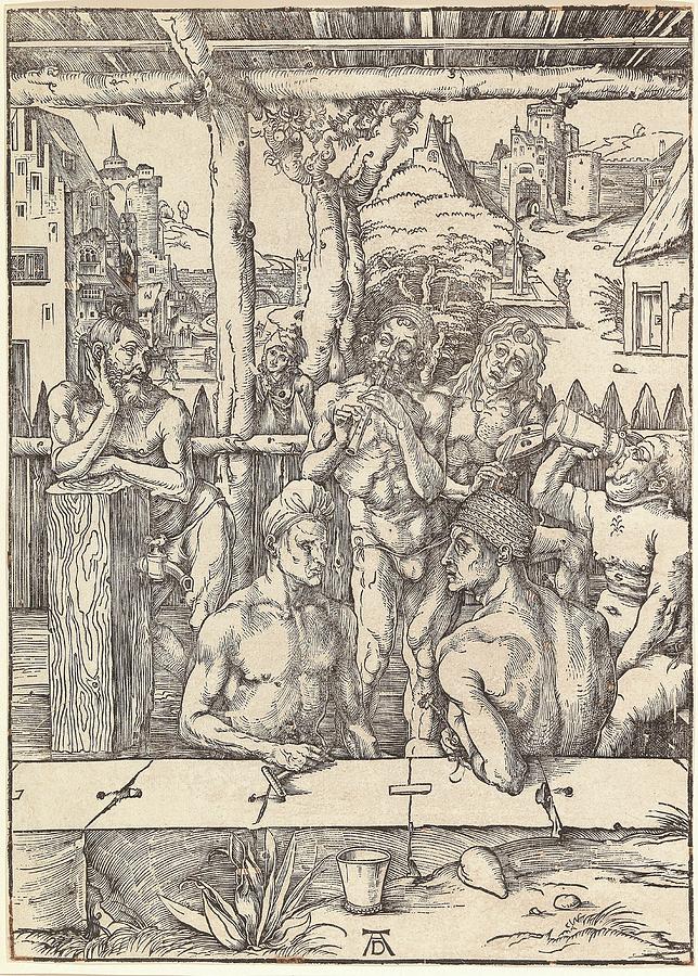 Albrecht Durer Nuremberg 1471 to 1528 The Bath House, c. 1498, woodcut on laid paper, monogrammed AD Painting by MotionAge Designs