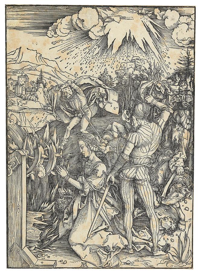 Albrecht The Martyrdom of Saint Catherine, c. 1496 97, woodcut on laid paper, monogrammed AD Painting by MotionAge Designs